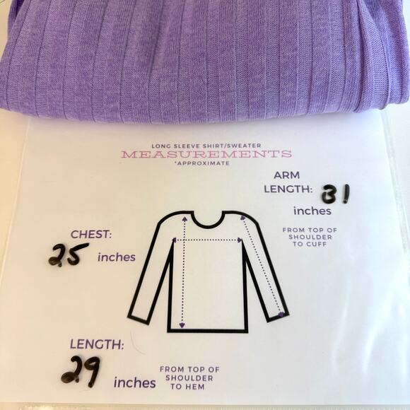 Avenue Pullover Knit Turtleneck Sweater Size 26/28 Ribbed Spring Pastel Purple - Picture 6 of 6